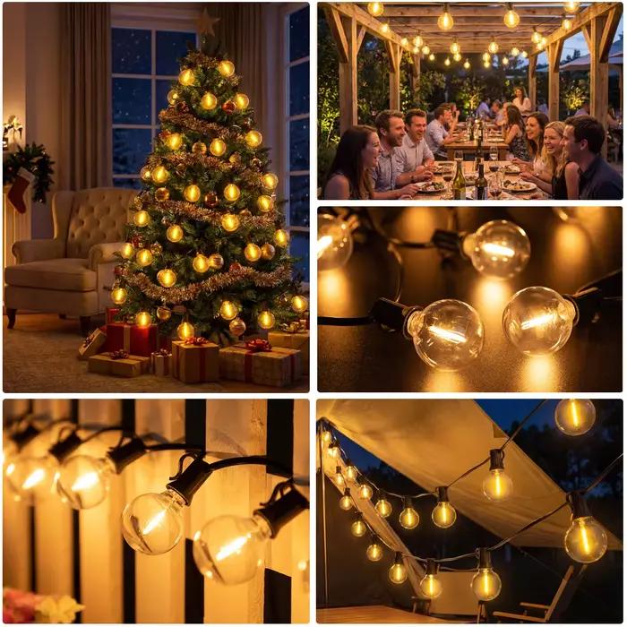 Guirlande lumineuse Led G40 24V, 15M 30M, avec télécommande, variable, étanche, pour l'extérieur, pour mariage, décoration du nouvel an