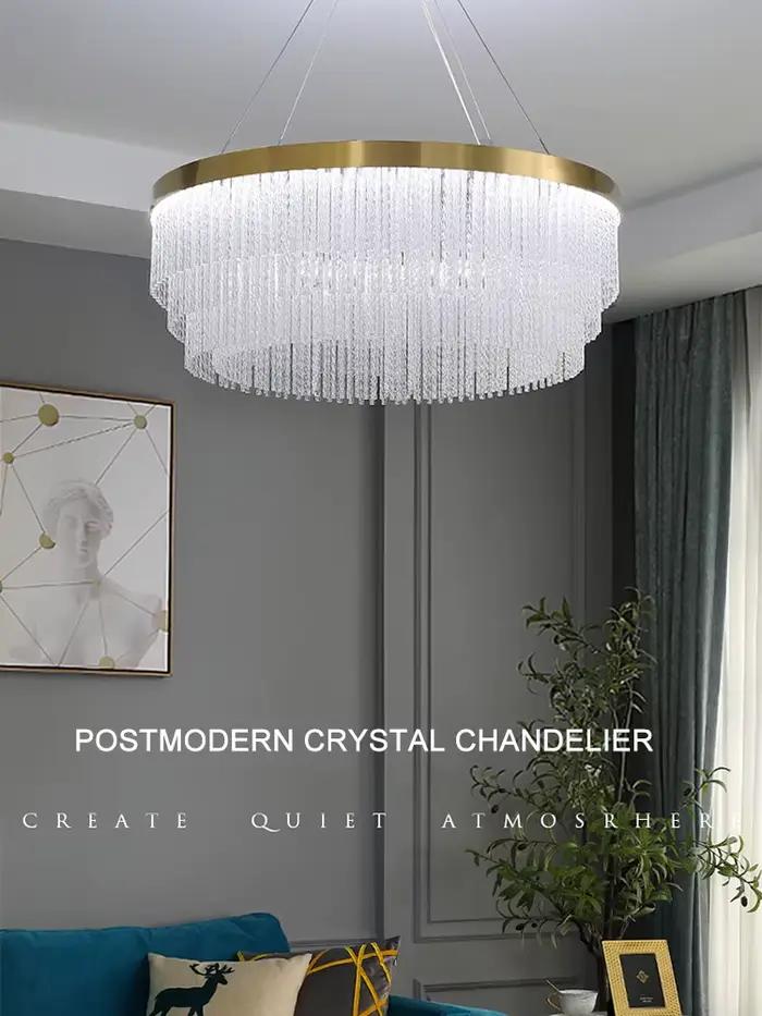 Lustres modernes à pampilles pour salon, îlot de cuisine, décoration d'intérieur, lumière nordique, luxe, pendentif en cristal, lampes de face, nouveau