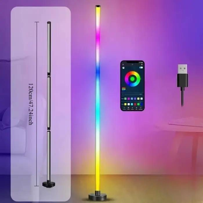 Lampe sur pied LED intelligente RGB avec télécommande et contrôle par application éclairage d'ambiance pour salon et jeux vidéo