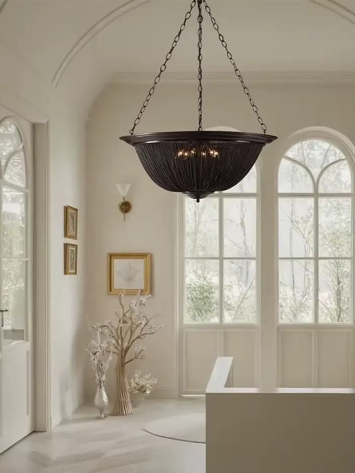 Lustre Américain Néoclassique à Pompons, Suspension Moderne pour Plafond Haut, Luminaires Suspendus pour Escalier, Lustre de Salon
