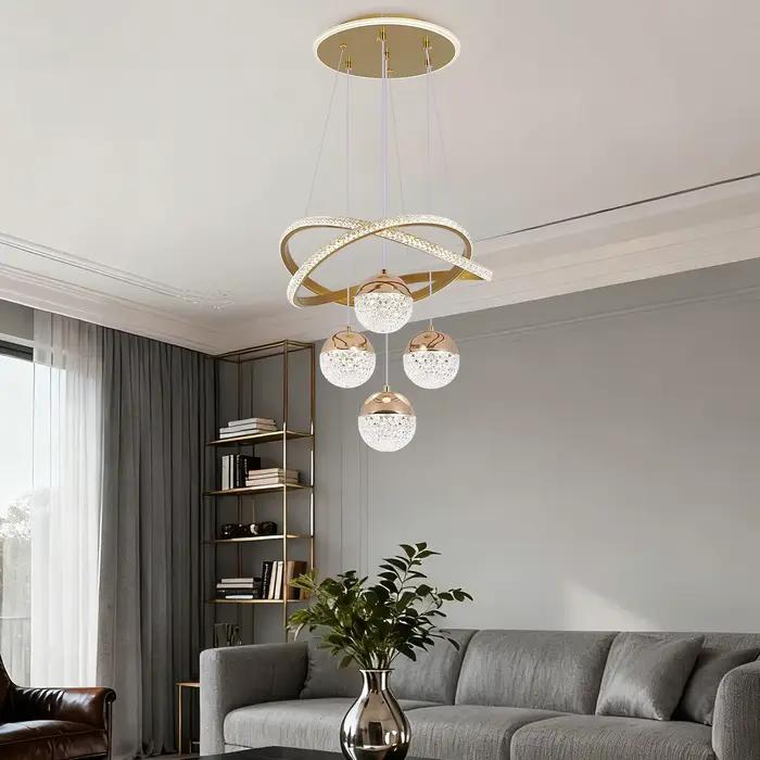 Lustre LED moderne, trois couleurs LED, éclairage nordique pour restaurant, lustre de salon, lampe suspendue, luminaire