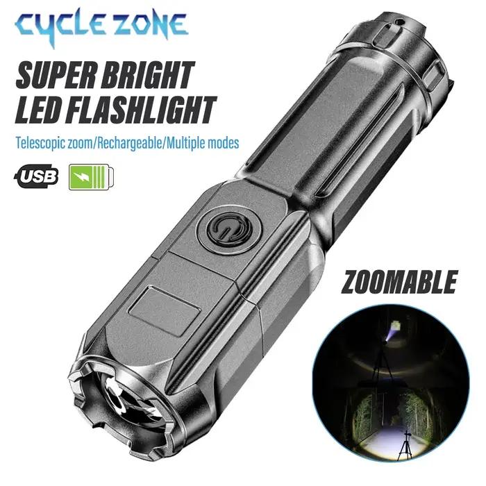 Mini lampe de poche zoomable, lumière de mise au point, lampe de poche portable aste par USB, camping en plein air, pêche, chasse, torche LED injuste