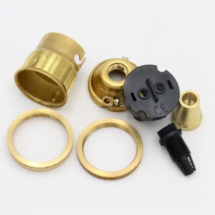 Support de lampe traditionnel en métal à baïonnette B22, avec anneaux d'abat-jour, douille d'ampoule Vintage en laiton massif