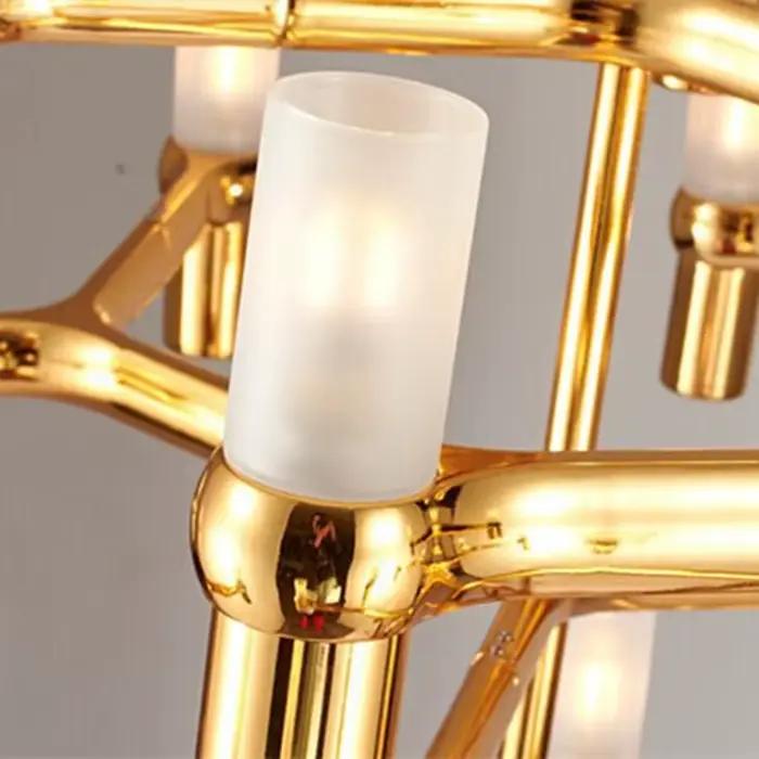Couronne grand lustre Tube nordique lumière chromée moderne Led Art Designer lumière de luxe pour cuisine hôtel grand salon lampe de toit