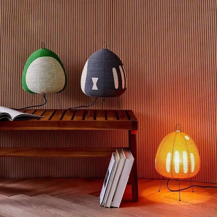 Style japonais trépied riz papier lampes de Table pour chambre Akari Noguchi Yong lanterne lampe Led lampe de bureau chevet salon décor