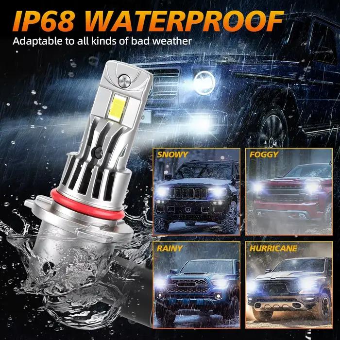 Kit de phares LED 9006 9005, ampoules combinées 6000K, faisceau haut et bas, blanc super lumineux, 4 pièces