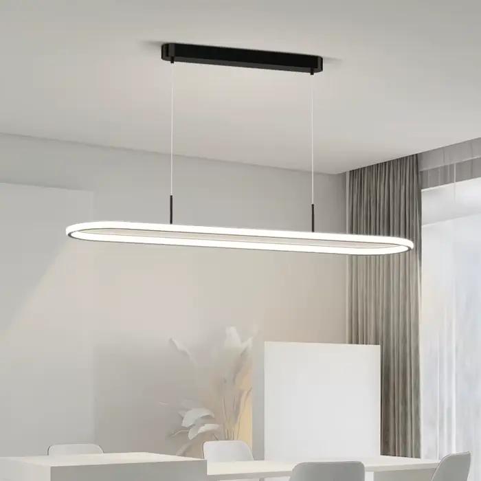 Lampe LED Suspendue Blanche ou Noire pour Table à Manger