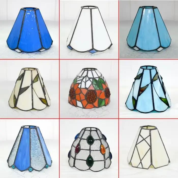 Tiffany-Abat-jour en vitrail pour support Inda, lampe de table, lampes suspendues, éclairage de plafond, applique murale, luminaires, abat-jour uniquement