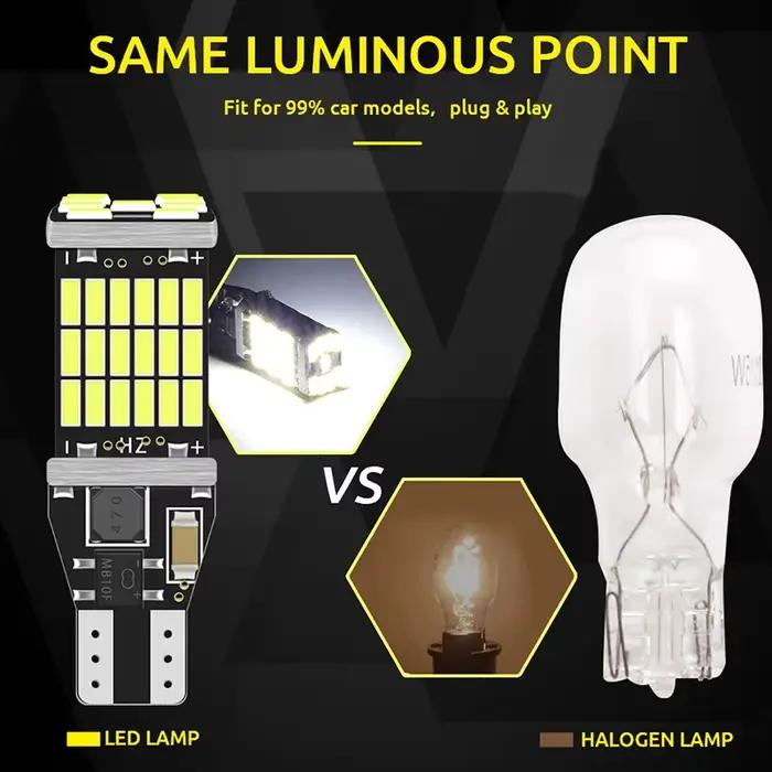 Lampe de Signalisation T15 W16W 921 912 Ampoules LED, Super Lumineux 4014 45SMD, Paupières de Voiture, enquêter de Stationnement Canbus, de Secours, 2 Pièces