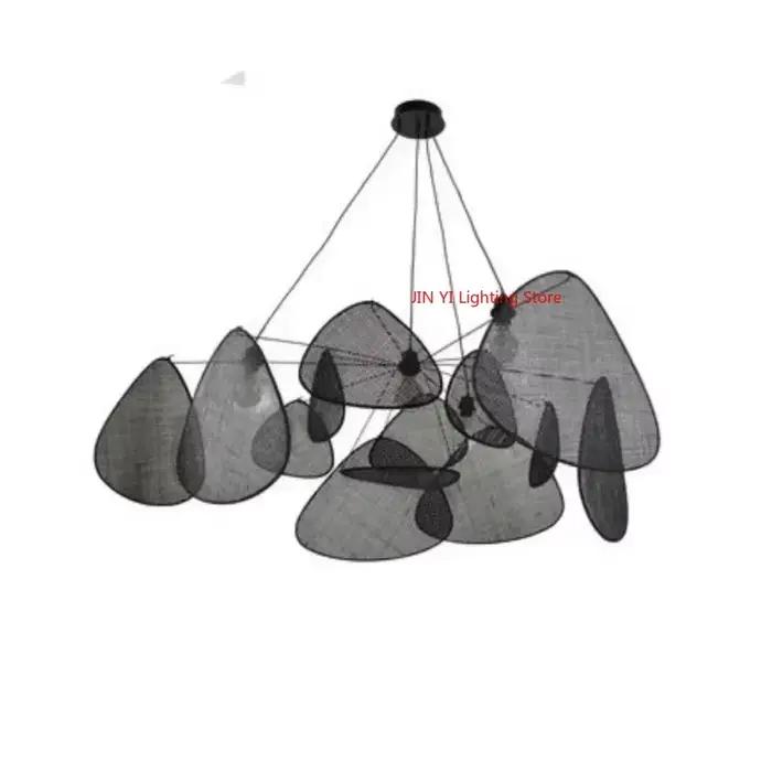 Japonais fait à la main rotin tissé Imitation vigne noir lustre Suspension éclairage décor pour salon salle à manger lampe à LED