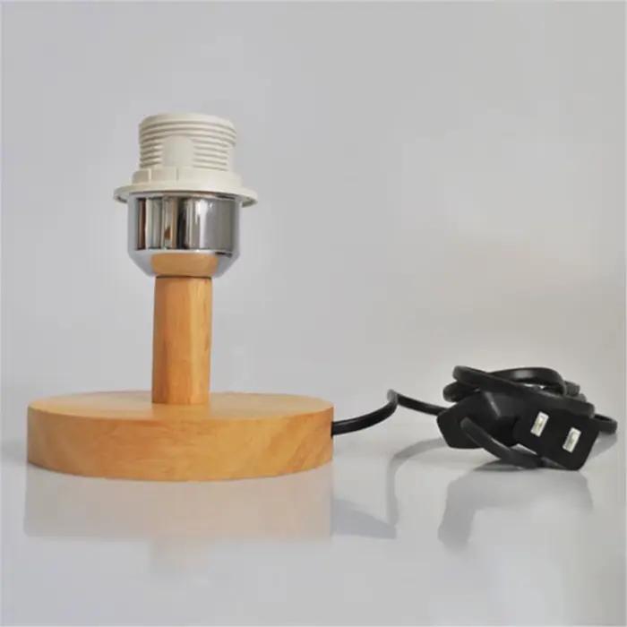 Support de lampe de table en bois massif circulaire avec interrupteur marche/arrêt sur cordon, support de lampe de chevet E27 à brancher pour l'éclairage domestique