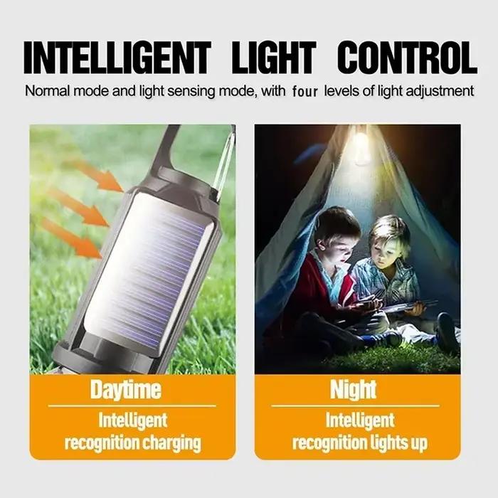 Lampe de camping LED à énergie solaire, lanterne d'éclairage LED à chargement USB, lampe portative étanche 100LM pour barbecue en plein air et camping