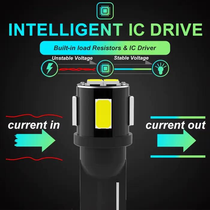 Ampoules Led Canbus W5W 100x T10, 168, 194, 6000K, lumière blanche de plaque d'immatriculation de lecture, éclairage d'intérieur de voiture, 12V