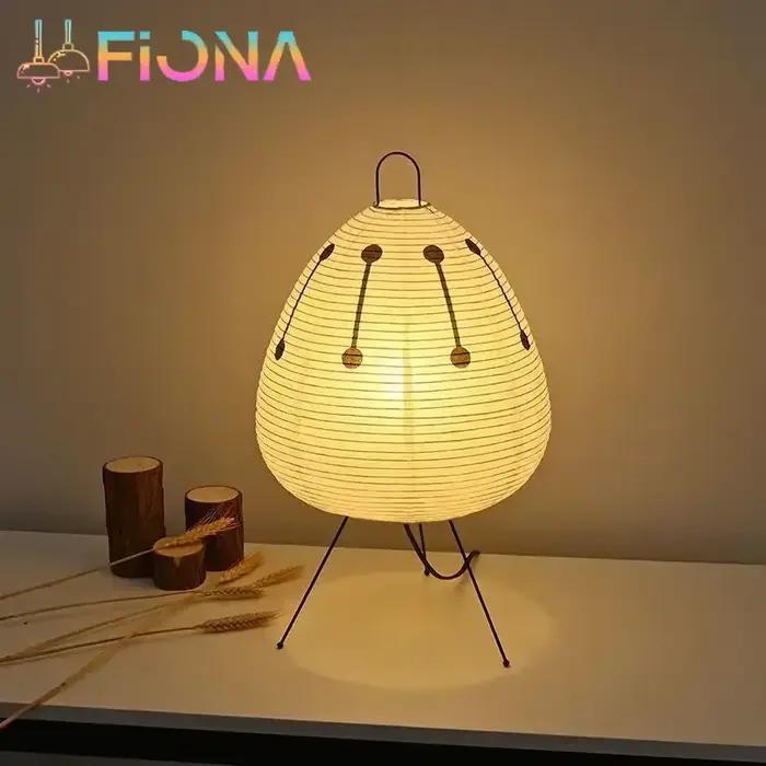 Lampe de bureau en papier de riz sur trépied style japonais pour chambre à coucher éclairage de nuit avec télécommande pour ajustement de la lumière