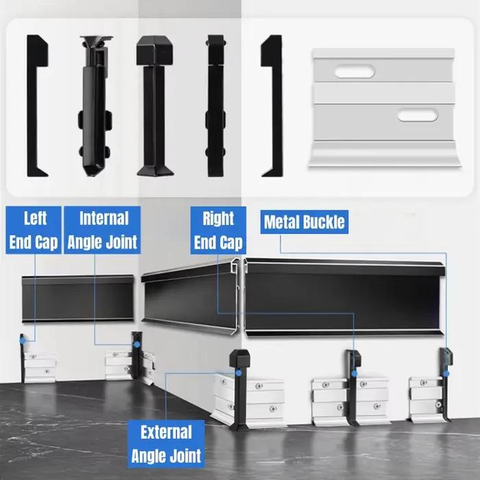 H60/80mm bordure cachée LED plinthe ligne profil en aluminium plinthe canal diffuseur sol mur taille garniture décor barre bande lumineuse
