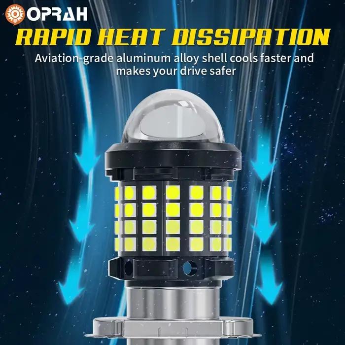 Oprah H4 LED ampoules de phares de Moto Super lumineuses 12V 4800LM 3030 Led Moto lumière salut Lo faisceau 6000K lampe blanche Canbus 9003 HB2