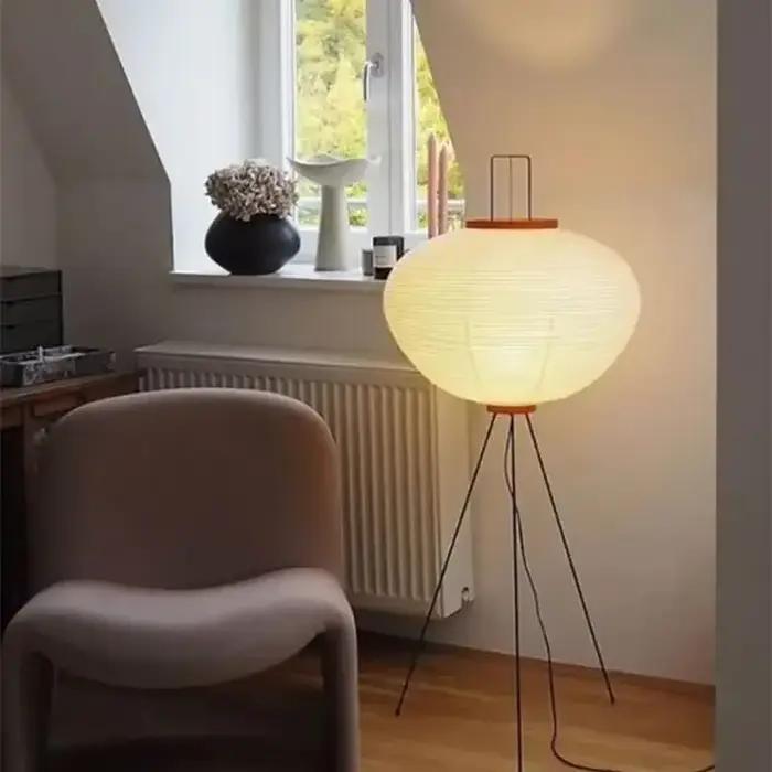 Noguchi Akari lampadaire en papier de riz japonais Wabi Sabi Vintage lampe sur pied pour chambre salon chevet classique décor à la maison