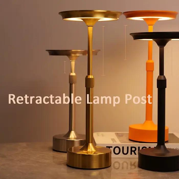 Lampe de table tactile rechargeable en alliage d'aluminium, lampe décorative télescopique, veilleuse LED à gradation infinie, lampe d'ambiance de chevet
