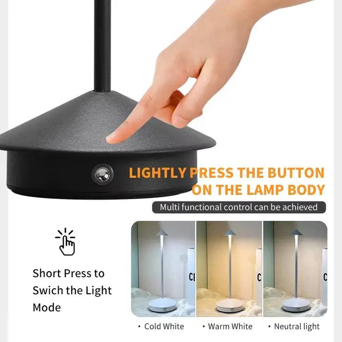 Lampe de Table LED sans fil avec capteur tactile, Rechargeable, 3 couleurs, lampe de bureau, chevet, lumière ambiante créative, décoration de salle, veilleuse