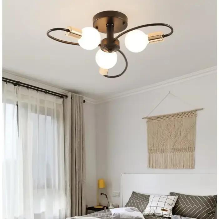 Mini Plafonnier LED en Fer Forgé au Design Industriel Rétro