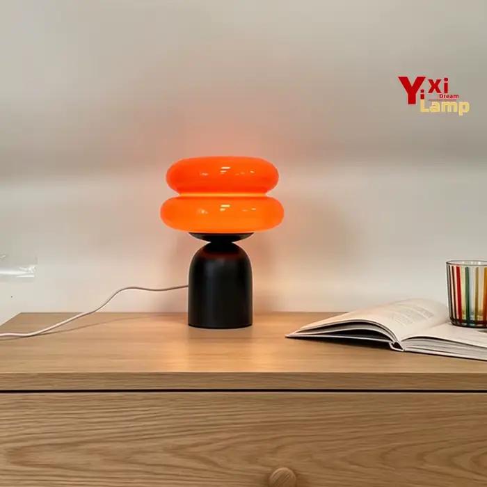 Lampe de table Murano Glass Cloud Stack, lampe de chevet crème, lumière décorative pour chambre à coucher, dortoir et petit appartement chaleureux