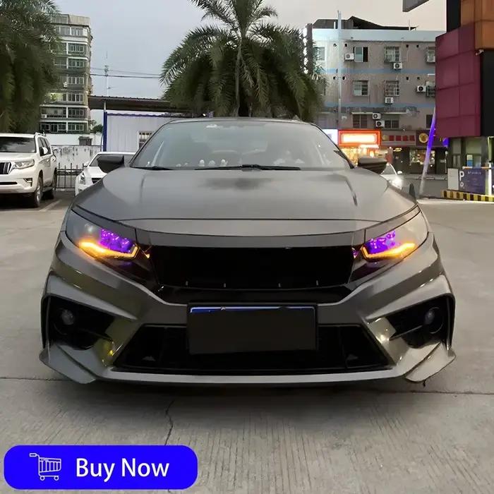 Ensemble de phares de voiture LED pour Honda Civic 10Th 2016 – 2021, mise à niveau, Signal clignotant étoile diamant, accessoires de lampe avant