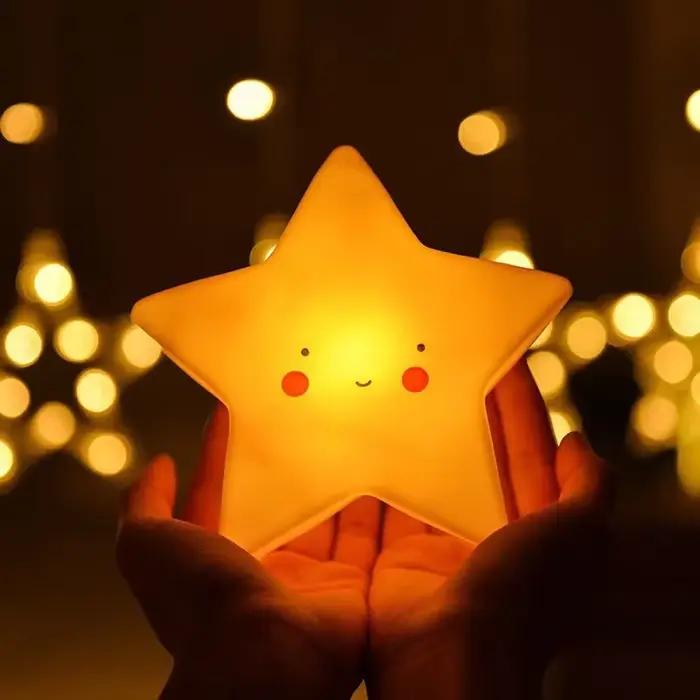 Mini LED veilleuse dessin animé fantaisie étoile lune éclairage intérieur lampe de chevet bébé chambre décoration enfants cadeau jouet lampe de nuit
