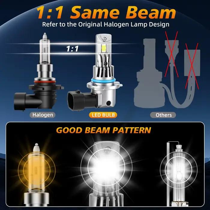 Kit de phares LED 9006 9005, ampoules combinées 6000K, faisceau haut et bas, blanc super lumineux, 4 pièces