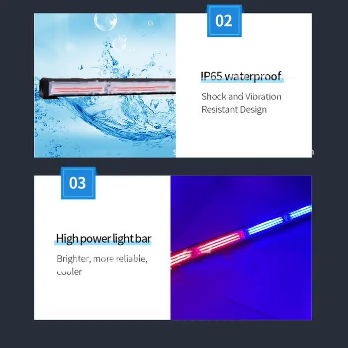Feu d'avertissement de voiture, Flash à une rangée de 6led, forte puissance, étanche IP65, lumières stroboscopiques d'urgence pour véhicule