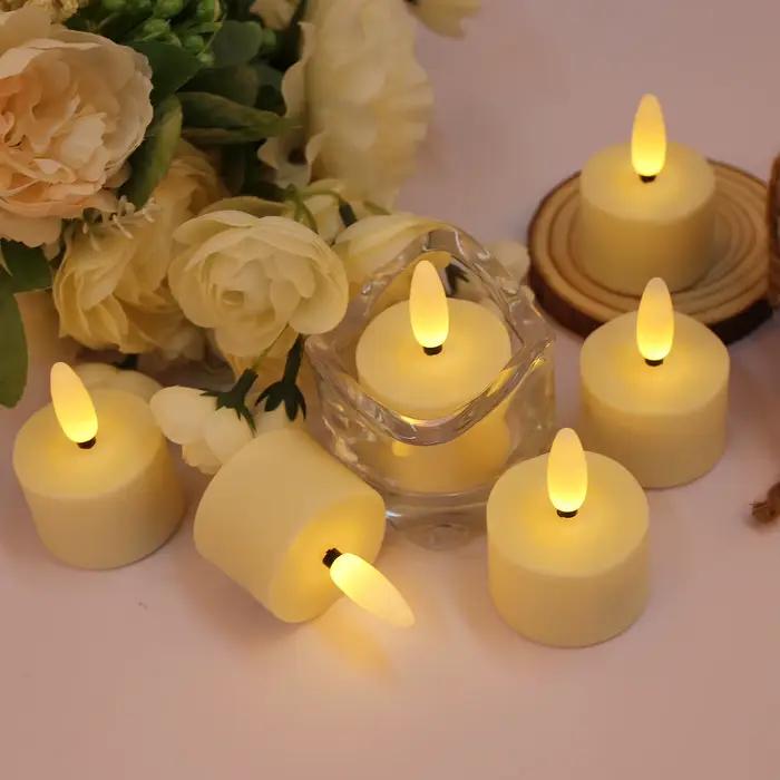 Lampes à thé sans flamme rechargeables avec bougies chauffe-plat LED à distance à piles scintillantes réalistes pour la table de mariage de vacances à la maison