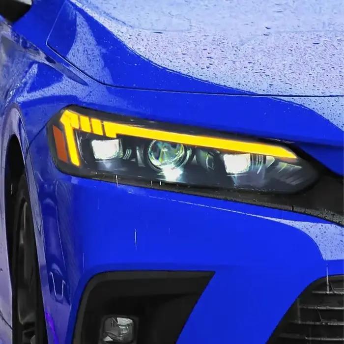 Ensemble de phares automobiles pour Honda Civic 11Th 2021 – 2024, phares avant de voiture Led, mise à niveau du nouveau projecteur, accessoires à trois lentilles