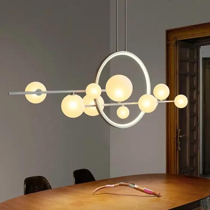 Lustre en verre nordique Suspension plafond Suspension lampe suspendue salon salle à manger cuisine île