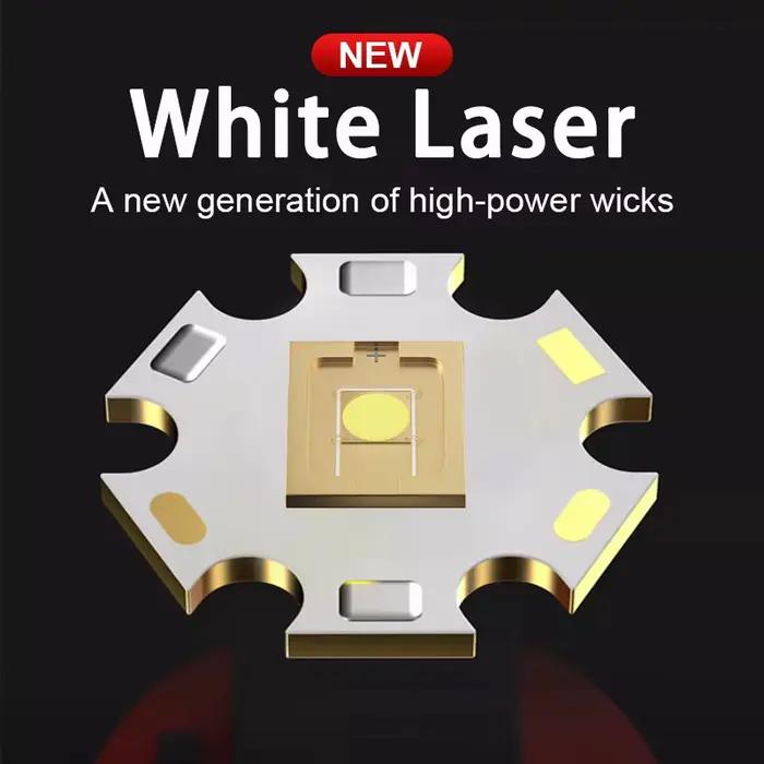 Lampe torche laser blanche haute puissance, portée longue distance 3500M, lampe LED rechargeable, lampe zoomable, lampe de camping, lanterne étanche