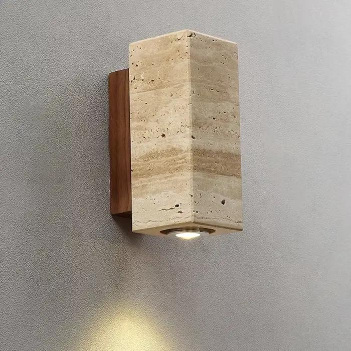 Wabi Sabi jaune marbre applique Led chevet japon chambre salon applique murale travertin escalier couloir décor applique