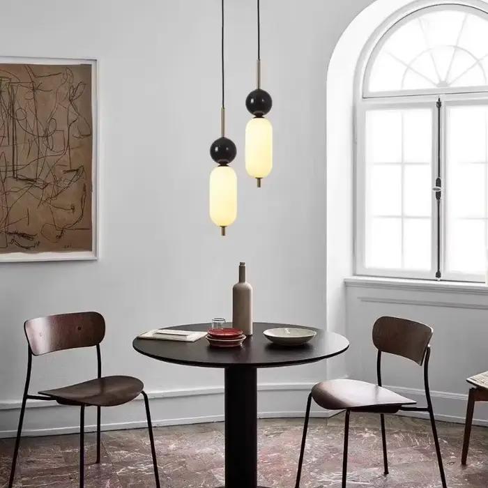 Plafonnier LED suspendu en pierre, design moderne, éclairage d'intérieur, luminaire décoratif de plafond, idéal pour une chambre à coucher, un hôtel ou une cuisine
