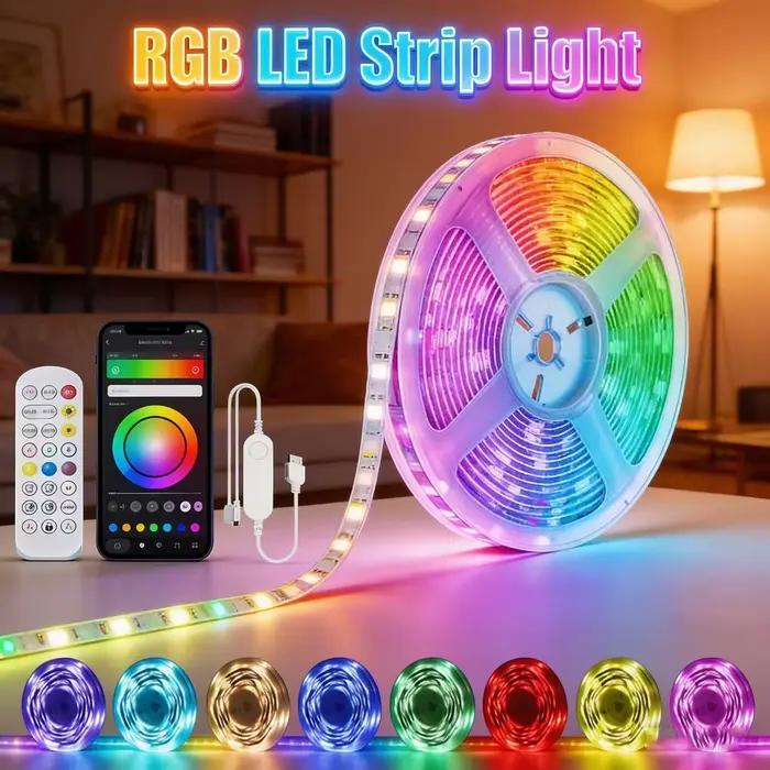 Ruban LED avec télécommande 44 touches, 1m, 5m, 10m, 20m, bande LED RGB pour mur, chambre, décoration de fête, rétroéclairage TV