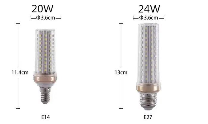 Ampoule LED à très longue durée de vie E27 E14 12W 16W 20W 24W 40W, type maïs, AC85-265V, sans scintillement, LED SMD 2835 / Éclairage