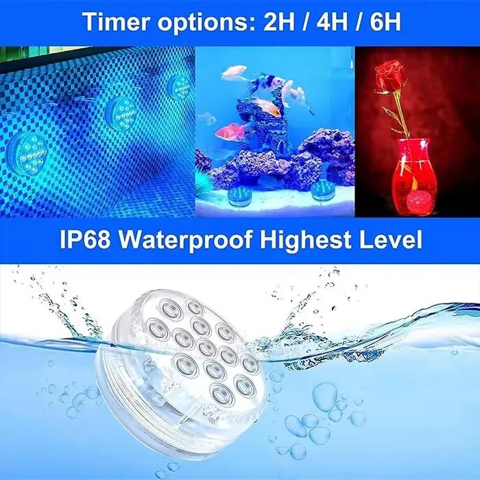 Lumière sous-marine à 13 LED étanche IP68 pour piscine, fontaine, vase, aquarium et décoration de mariage