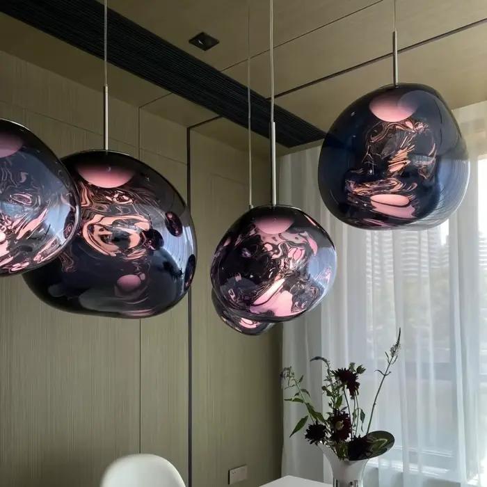 Lampe LED suspendue en forme de roche de lave nordique faite à la main