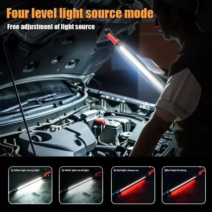 Lampe de travail mécanique à LED magnétique rechargeable par USB 360° ° Lampe torche pivotante pour réparation automobile, utilisation en garage, lampe d'urgence