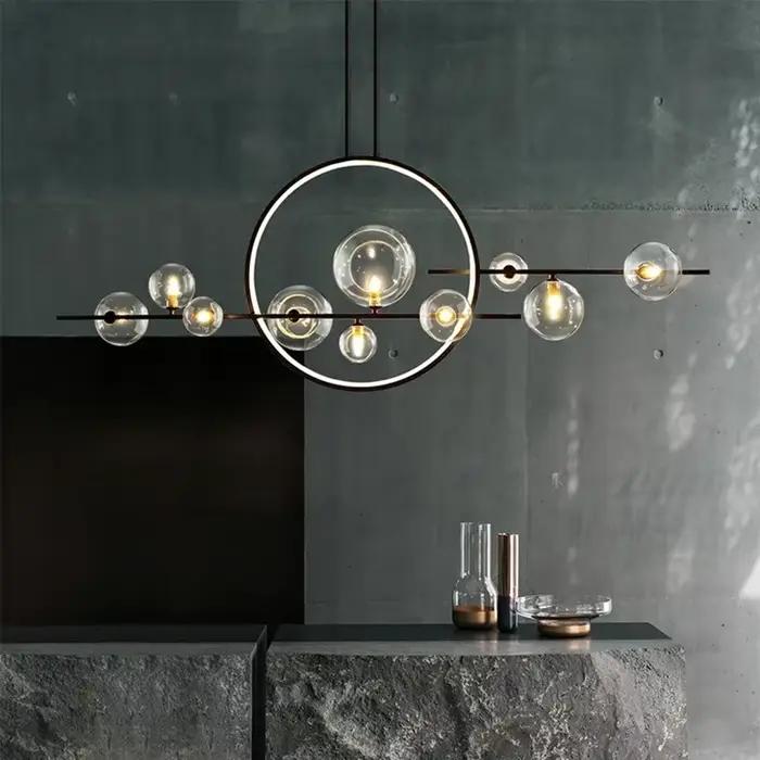 Lustre en verre nordique Suspension plafond Suspension lampe suspendue salon salle à manger cuisine île