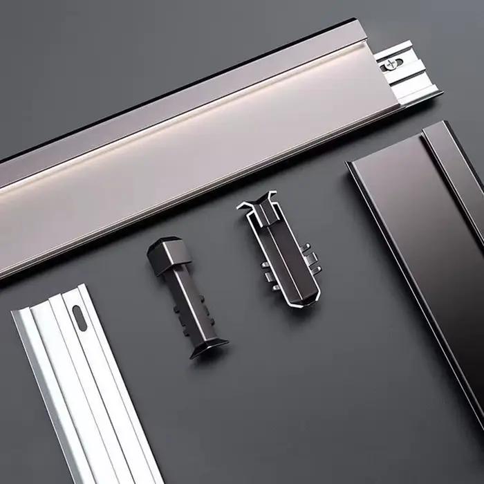 H60/80mm mince LED plinthe ligne Simple profil en aluminium sol plinthe bande lumière métal mur plinthe coin lampe linéaire