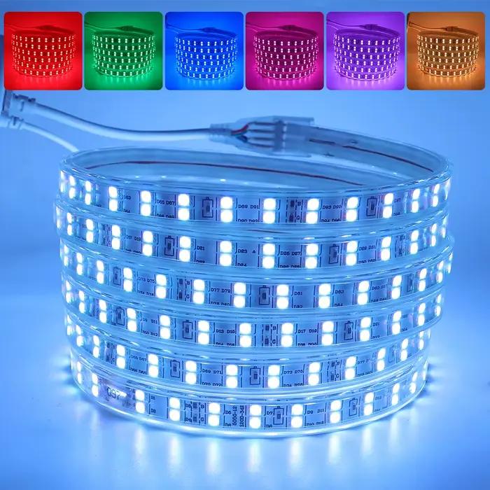 Bande lumineuse Flexible à 60/220 LED avec télécommande, rvb, 120 V, étanche, ruban extérieur, IP65, pour décoration de la maison
