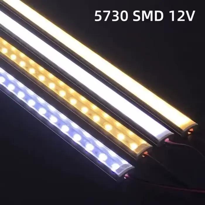 1-10 pièces LED bande rigide DC12V 50CM 20 pouces SMD5730 36LED s en forme de U/V plat LED canal en aluminium bande rigide pour l'éclairage intérieur