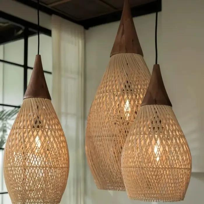 JOYINLED vigne Art tissage rotin lustre Restaurant fait à la main D25/35 Suspension salon de thé cuisine Luminaire Suspension