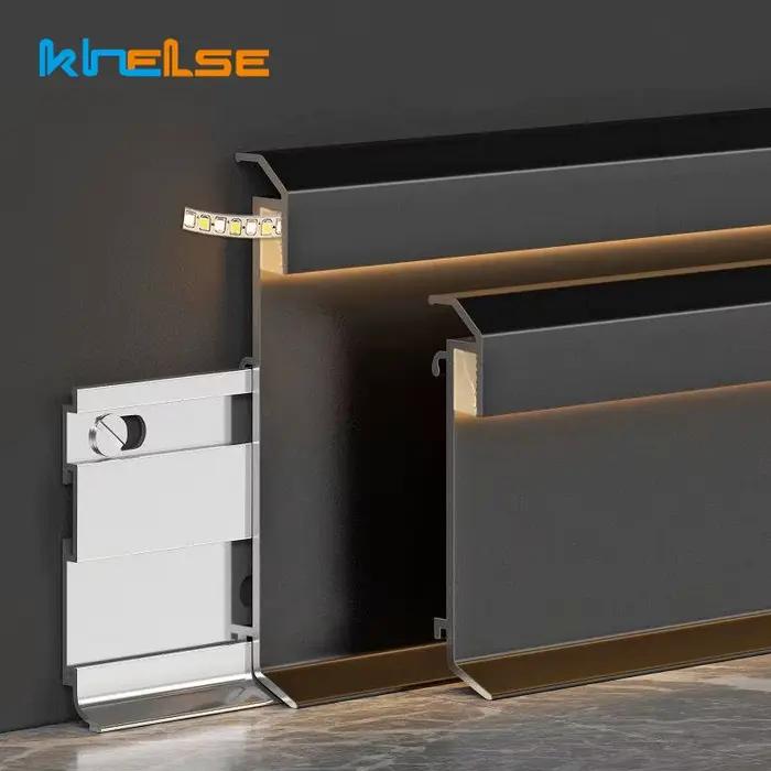 H60/80mm mince LED plinthe ligne Simple profil en aluminium sol plinthe bande lumière métal mur plinthe coin lampe linéaire
