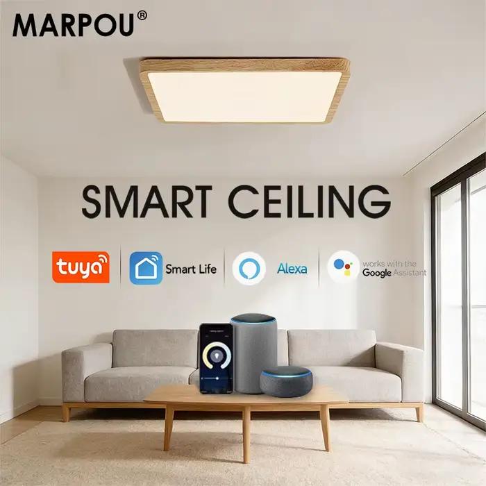 MARPOU Tuya LED plafonnier 36W Dimmable APP commande vocale plafonnier intelligent éclairage moderne panneau lumineux salon chambre