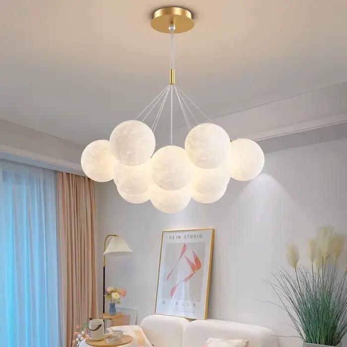 Enfants lustre lumières pour chambre salon éclairage moderne bulle lampes suspendues impression 3D lune appliques télécommande
