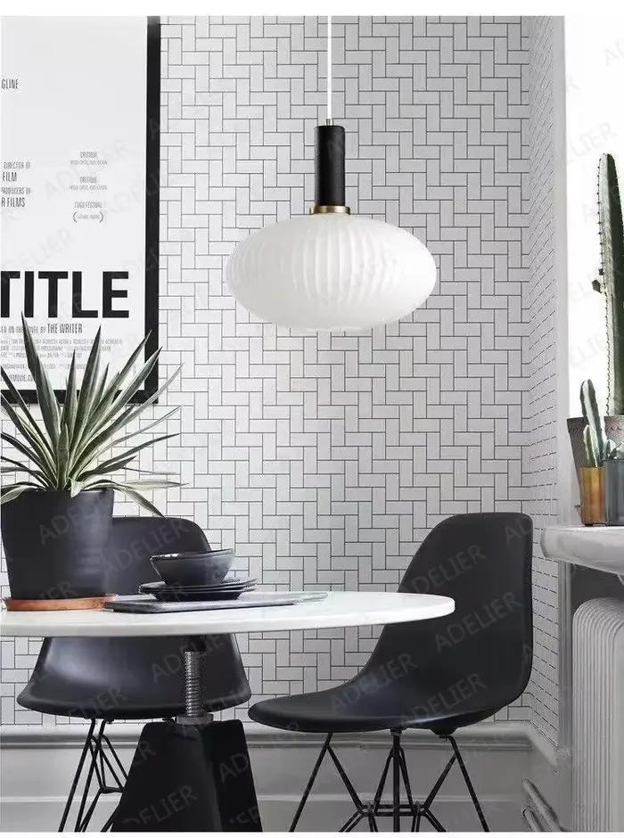 2025 Luminaire en verre blanc Restaurant nordique lampes suspendues simplicité combinaison gratuite bricolage Style Droplight lampe suspendue de chevet