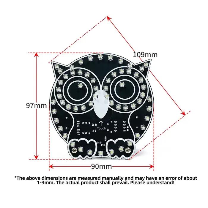 Lampe tactile LED Hibou, kit de bricolage électronique, veilleuse tactile à intensité variable, luminosité réglable, 4 modes d'affichage pour bureau